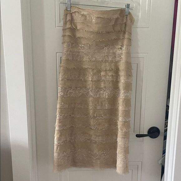 BCBGMaxAzria Strapless Tan Lace Dress - Picture 1 of 6
